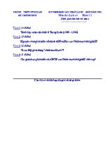 Đề khảo sát chất lượng đầu năm Lịch sử lớp 12 năm 2006 - Trường THPT Ngọc Lặc